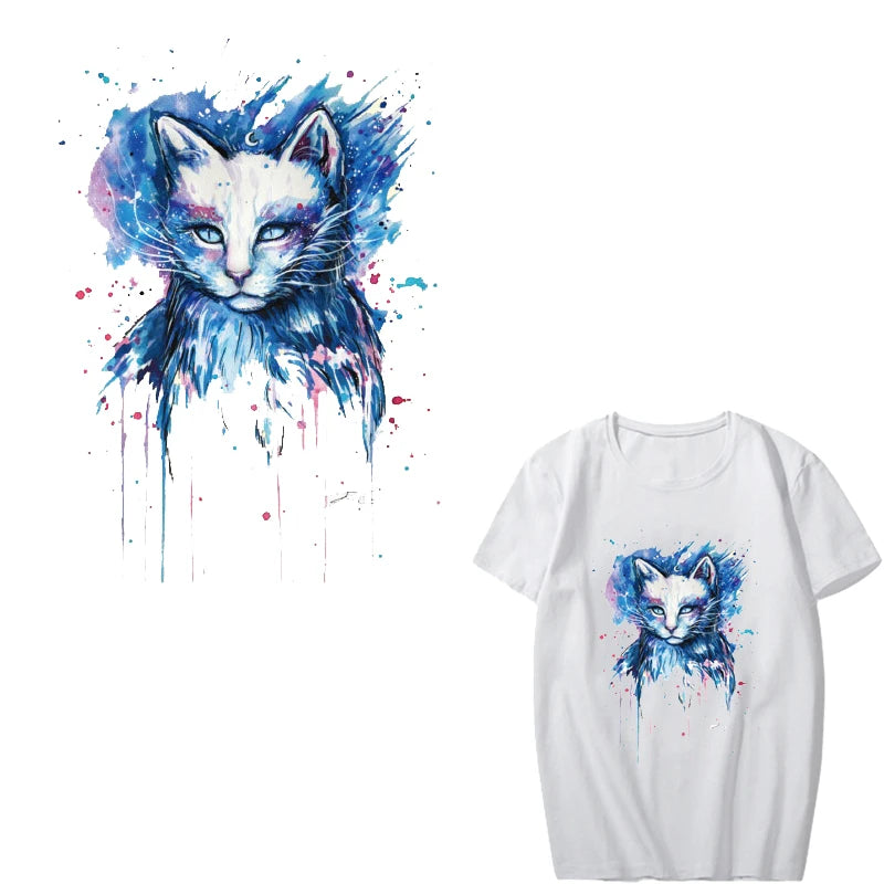 Colorful Animal Patch Iron on Transfer Owl Butterfly Tiger Cat Patches for Clothing DIY T-shirt Applique Heat Transfer Vinyl H