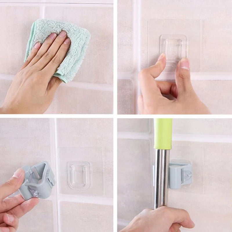 7x7cm Wall-mounted Mop Sturdy Household Bathroom Hook Rack Strong Suction Nailless Seamless Storage Broom Mop Rack TSLM1