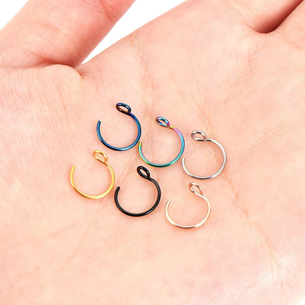 1pc 316L Septum Ring Hoop 20G Steel Faux Nose Lip Labret Nostril Piercings Oreja Cilp On Nose Piericng Woman Men Body Jewelry