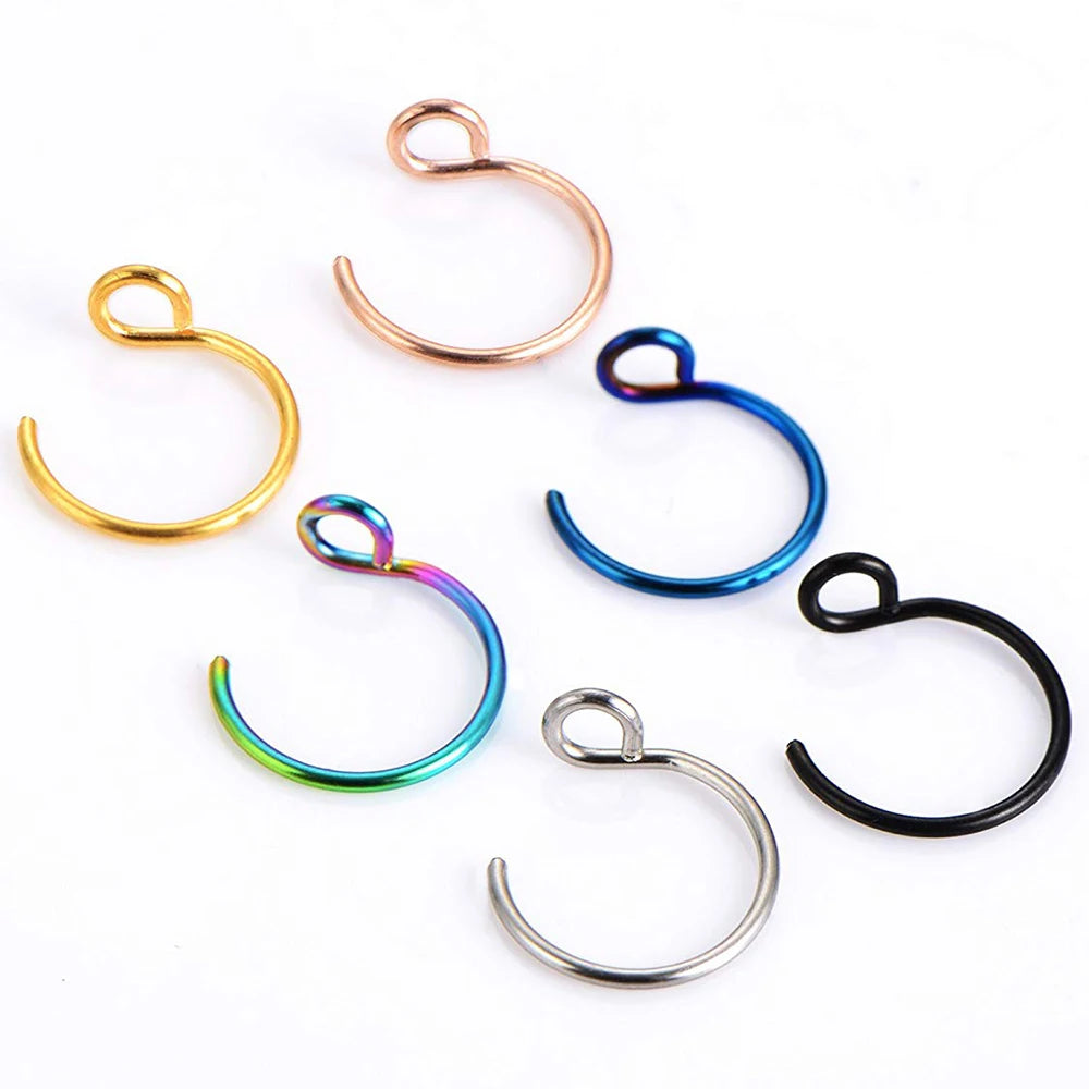 1pc 316L Septum Ring Hoop 20G Steel Faux Nose Lip Labret Nostril Piercings Oreja Cilp On Nose Piericng Woman Men Body Jewelry