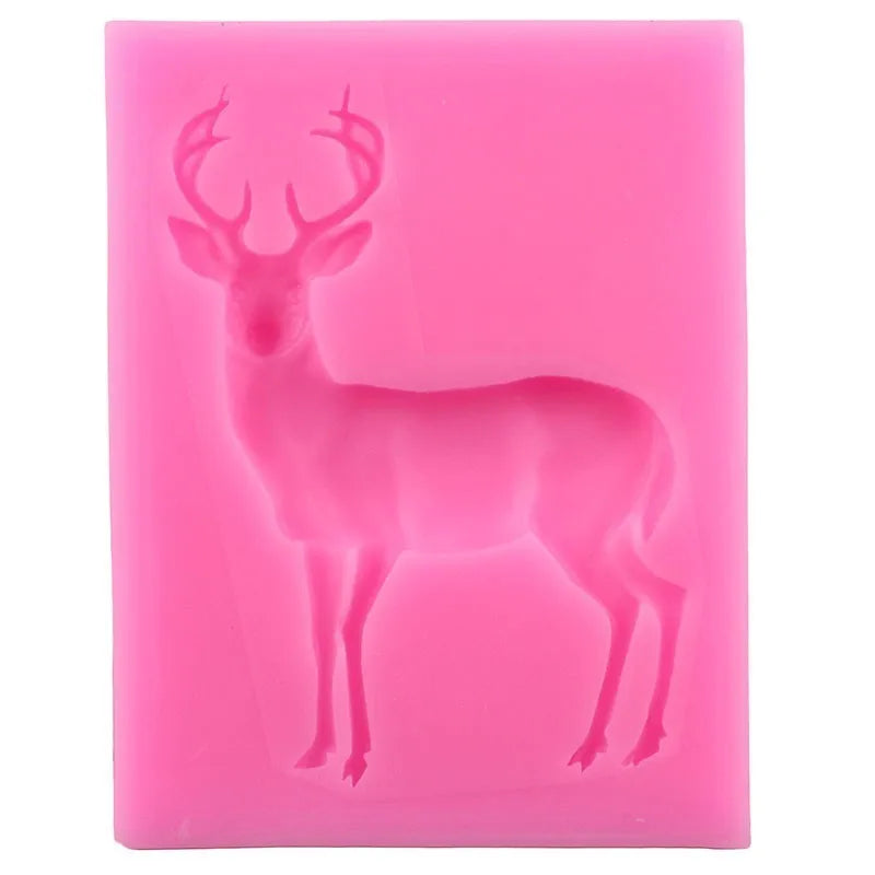 3D Deer Silicone Mold Polymer Clay Candy Chocolate Cookie Baking Mould Christmas Cupcake Topper Fondant Cake Decorating Tools