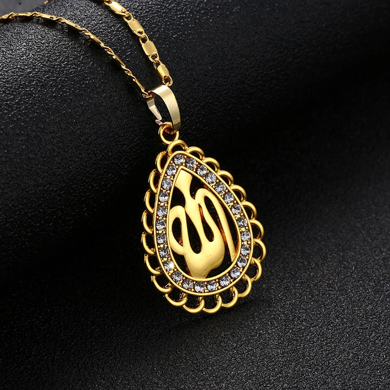 wholesale Gold/Rose gold Colors Allah Pendant Necklace Women Men Jewelry Middle East/Muslim/Islamic Arab Ahmed