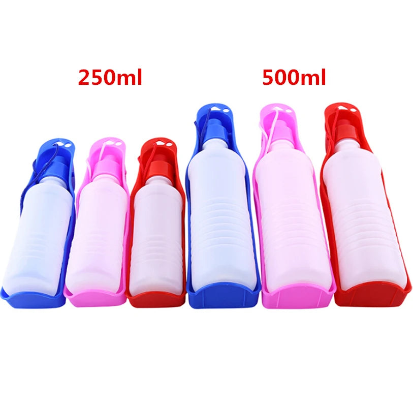 250/500ml Pet Dog Water Bottle Feeder With Bowl Plastic Portable Water Bottle Pets Outdoor Travel Pet Drinking Water Feeders