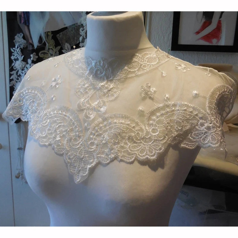Dress Applique Lace Fabric Blouse Costume Decor Accessories DIY Neckline Collar Sewing Trims White Black
