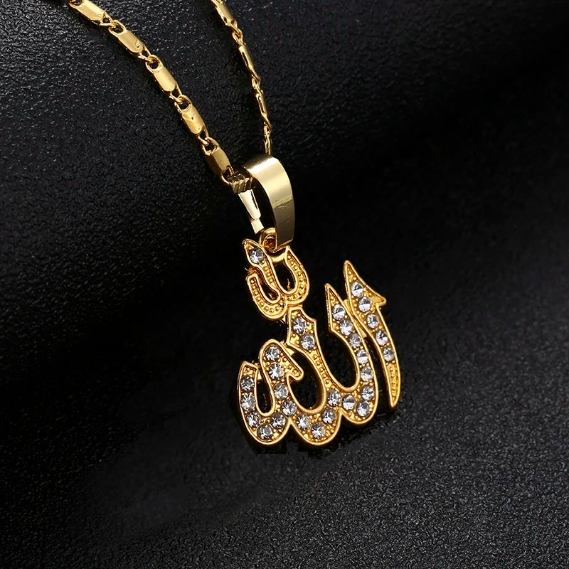 wholesale Gold/Rose gold Colors Allah Pendant Necklace Women Men Jewelry Middle East/Muslim/Islamic Arab Ahmed