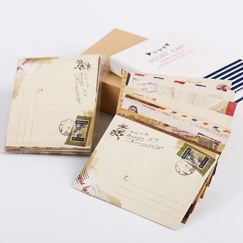 12 Pcs/lot 12 Designs Vintage Kraft Paper Envelope Cute Mini Envelopes Vintage European Style For Card Scrapbooking Gift