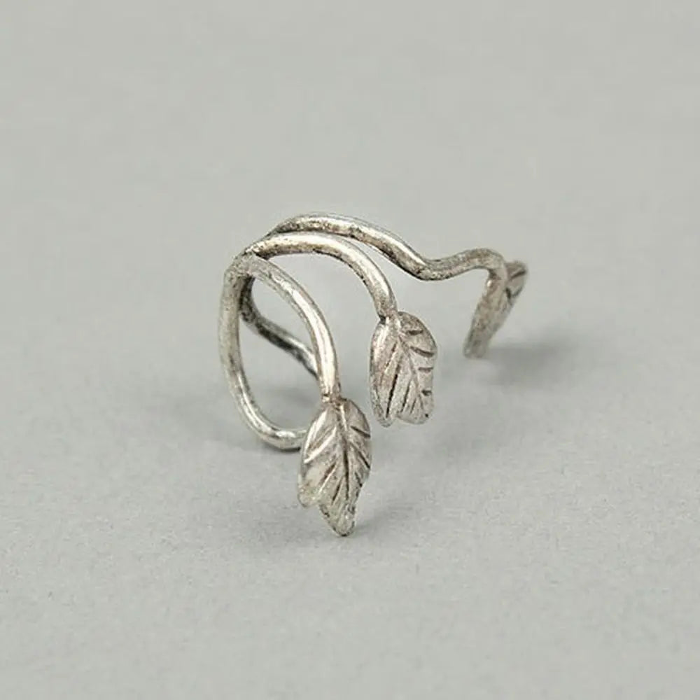 2 Pcs Fashion No Piercing Silver Plated Leaf Clip On Ear Cuff Earring Wrap Punk Ear Clip Earring Fashion Jewelry Accessories