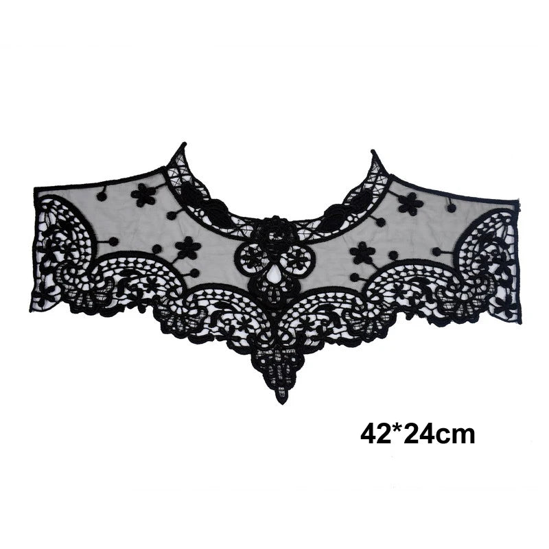 Dress Applique Lace Fabric Blouse Costume Decor Accessories DIY Neckline Collar Sewing Trims White Black