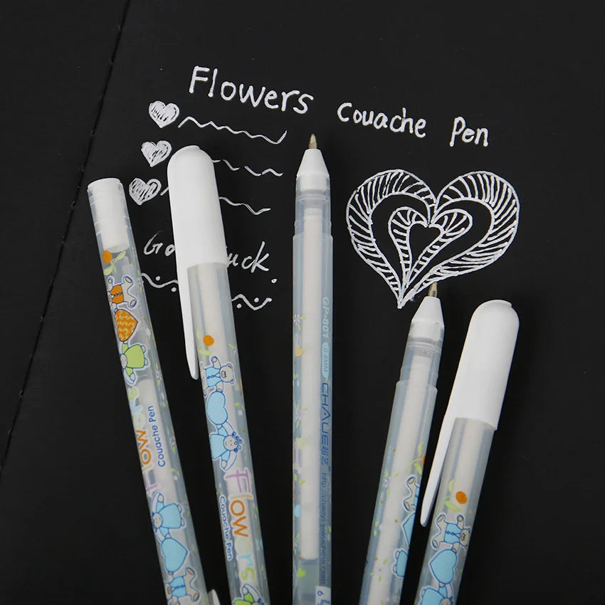 White Ink Color Photo Album 0.8MM Gel Pen Cute Unisex Pen Gift For Kids Stationery Office Learning School Supplies