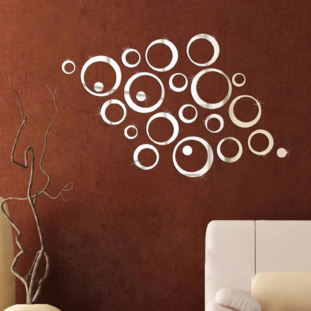 24Pcs/set Circles Wall Stickers Mirror Style Removable Decal Vinyl Art Mural Wall Sticker Home Adesivo De Parede Home Decoration