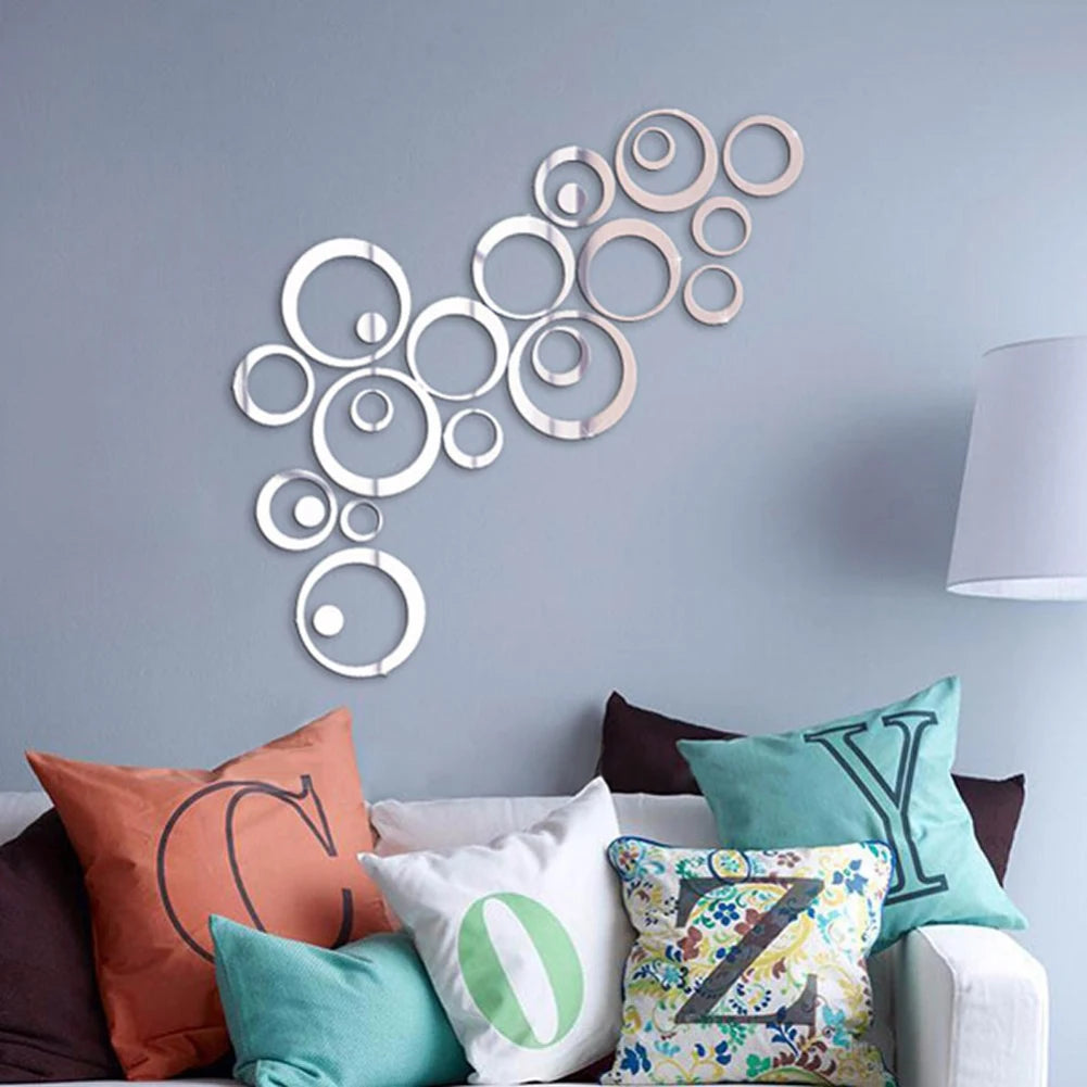 24Pcs/set Circles Wall Stickers Mirror Style Removable Decal Vinyl Art Mural Wall Sticker Home Adesivo De Parede Home Decoration
