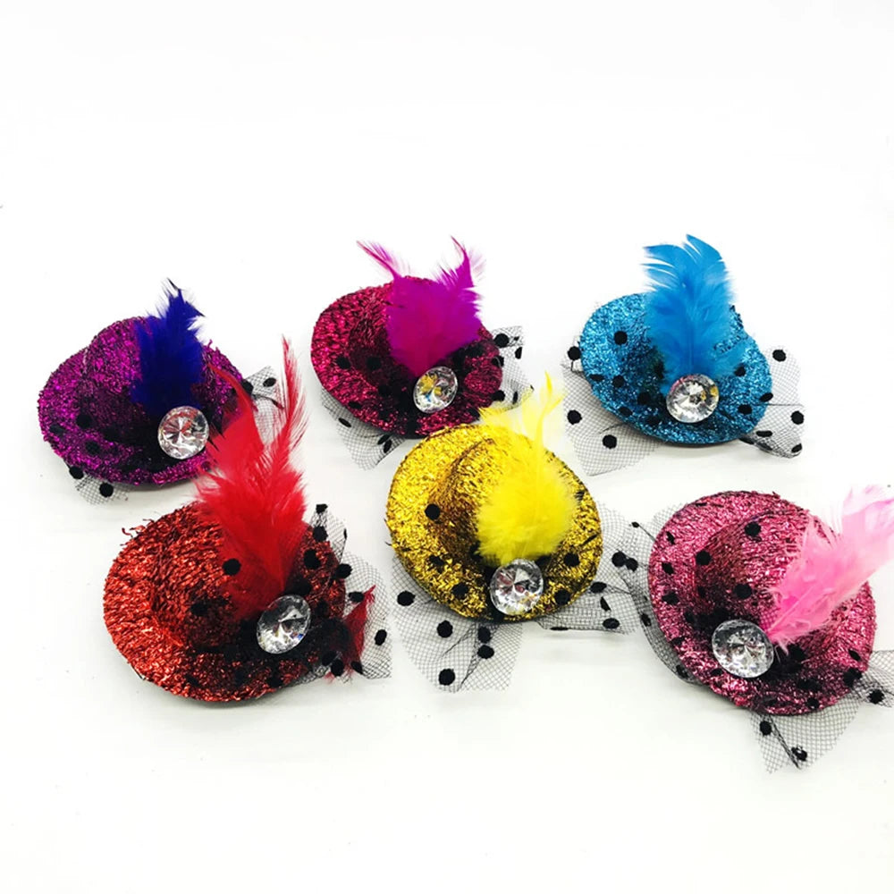 Dog Cat Top Hat Hairpin Sequin Girl Hair Clip Lovely Handmade Pet Grooming Accessories For for Baby