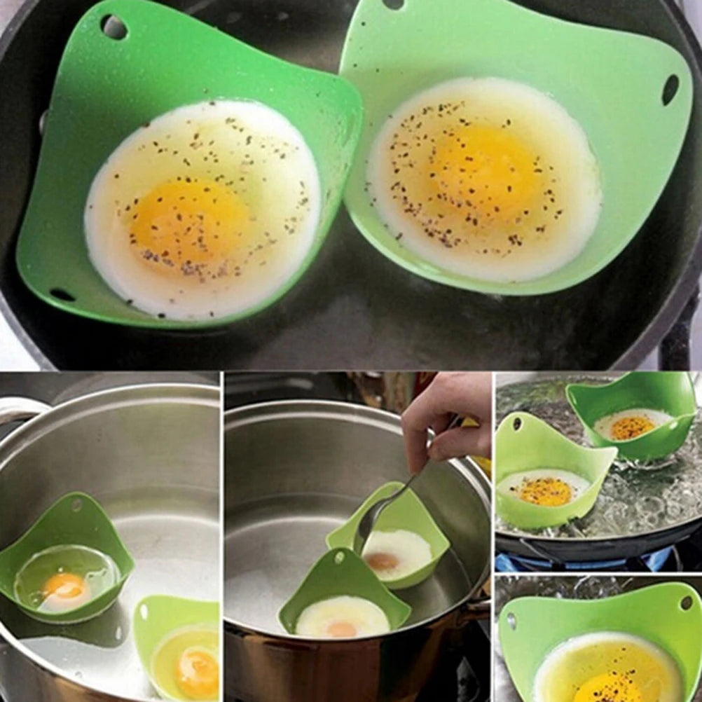 Egg Poacher Poach Pods Egg Mold Bowl Shape Cook Egg Rings Silicone Pancake Kitchen Tools Random Color 1pcs