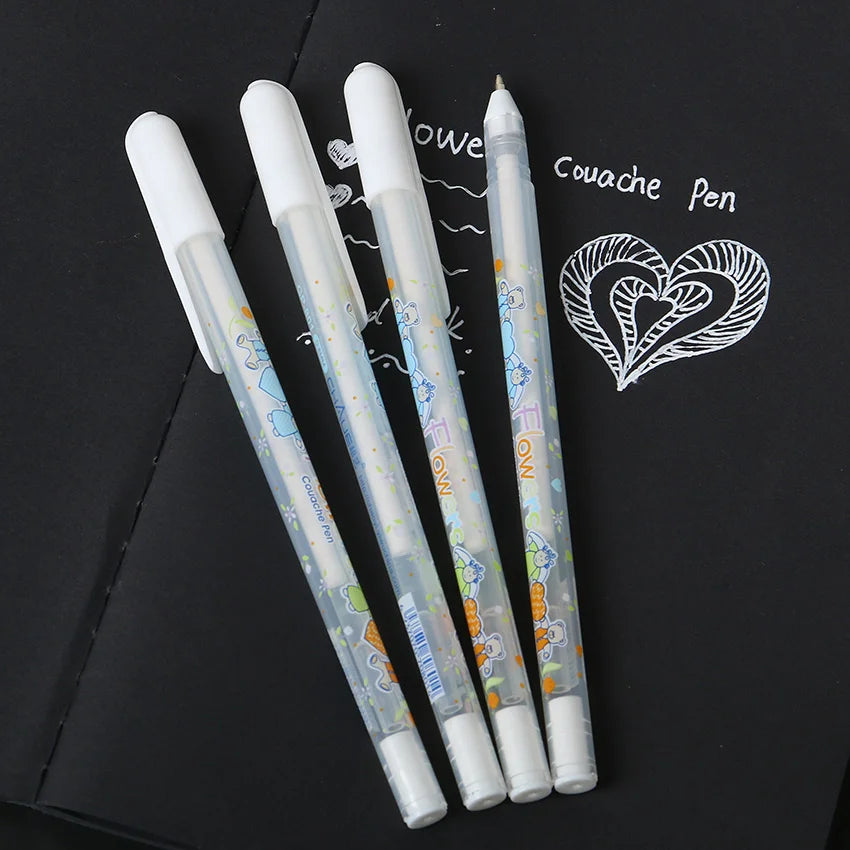 White Ink Color Photo Album 0.8MM Gel Pen Cute Unisex Pen Gift For Kids Stationery Office Learning School Supplies