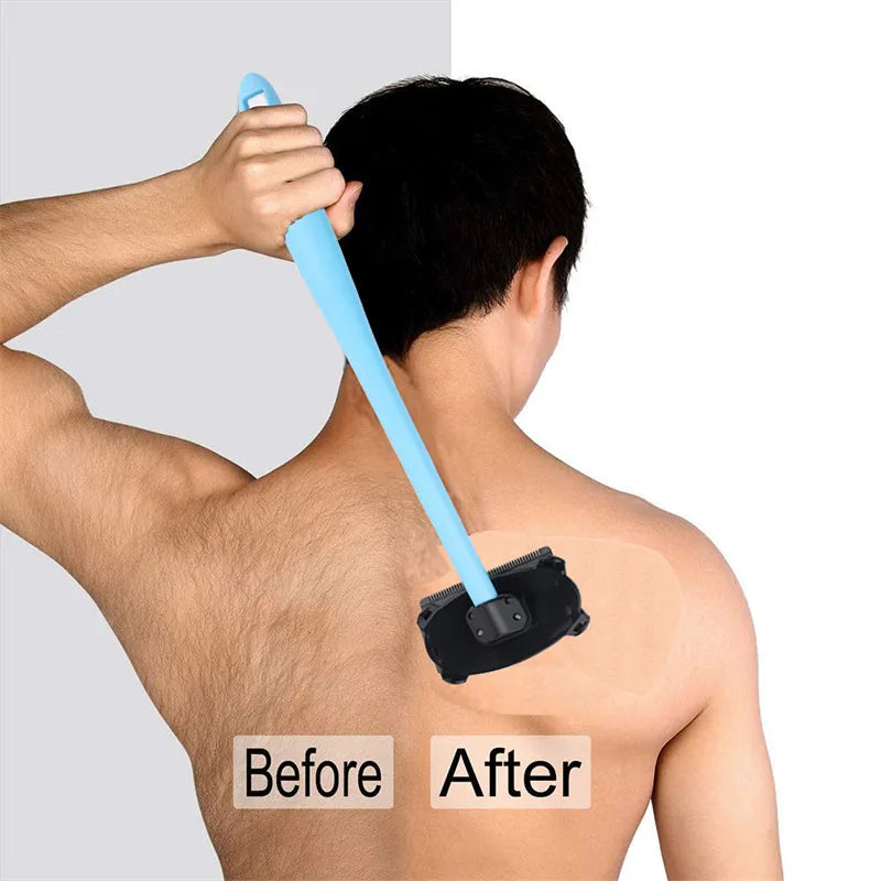 Men Manual Back Hair Shaver Blade Trimmer Do-it-yourself Whole Body Leg Back Hair Razor Long Handle Big Blade Hair Removal Razor