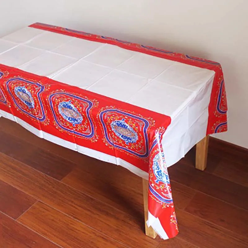 PE Plastic Disposable Party Table Cloth Eid al-Fitr Ramadan Tableware Table Cover Waterproof For Moslem Islamism Decor 108x180cm