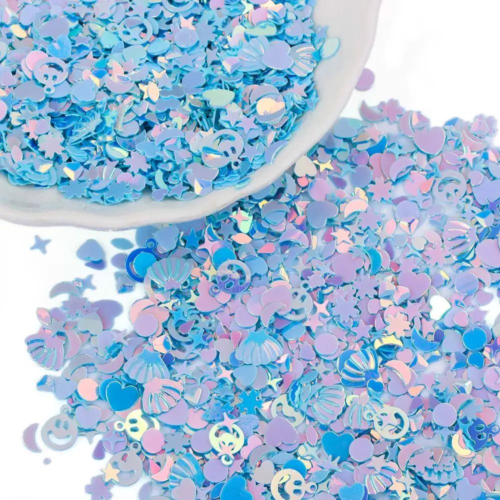 1200Pcs/Pack Mixed Colors Star Heart Shape Loose Sequins DIY Nail Craft Slime Glitter Powder Sewing Making Wedding Decoration