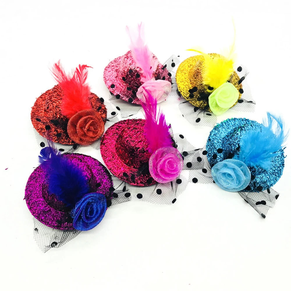 Dog Cat Top Hat Hairpin Sequin Girl Hair Clip Lovely Handmade Pet Grooming Accessories For for Baby