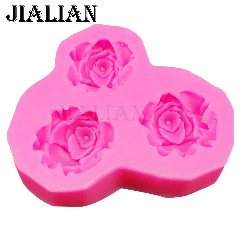 3D roses flower soap mould chocolate wedding cake decorating tools DIY fondant silicone mold T0405