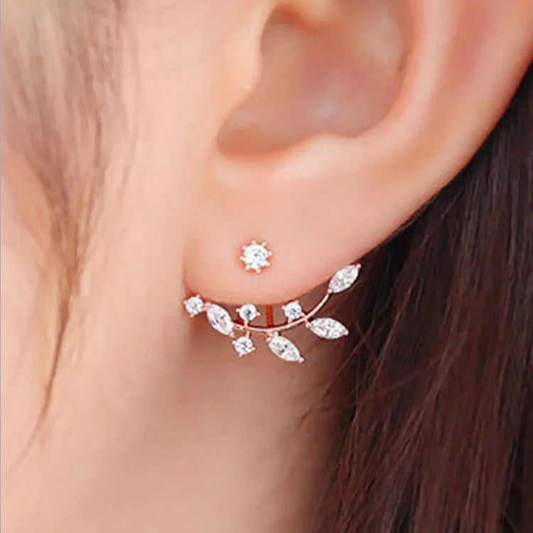 New Fashion Simulated Pearls Pendientes Bijoux Angel Wings Leaf Feather Flowers Stud Earrings For Women Wedding Jewelry Brincos
