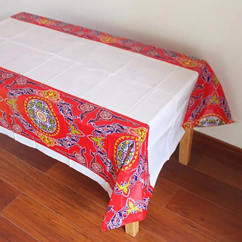 PE Plastic Disposable Party Table Cloth Eid al-Fitr Ramadan Tableware Table Cover Waterproof For Moslem Islamism Decor 108x180cm