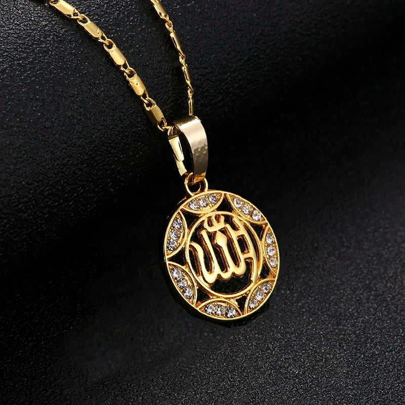 wholesale Gold/Rose gold Colors Allah Pendant Necklace Women Men Jewelry Middle East/Muslim/Islamic Arab Ahmed