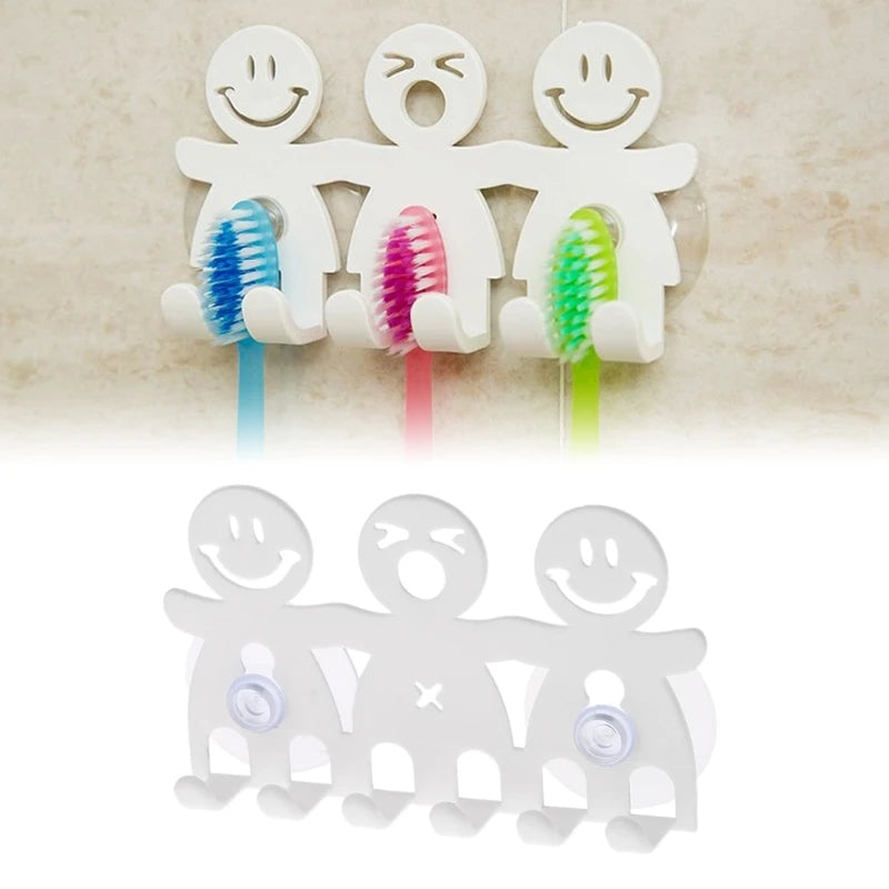 1Pc Toothbrush Holder Wall Mounted Suction Cup 5 Position Cute Cartoon Smile Bathroom Sets