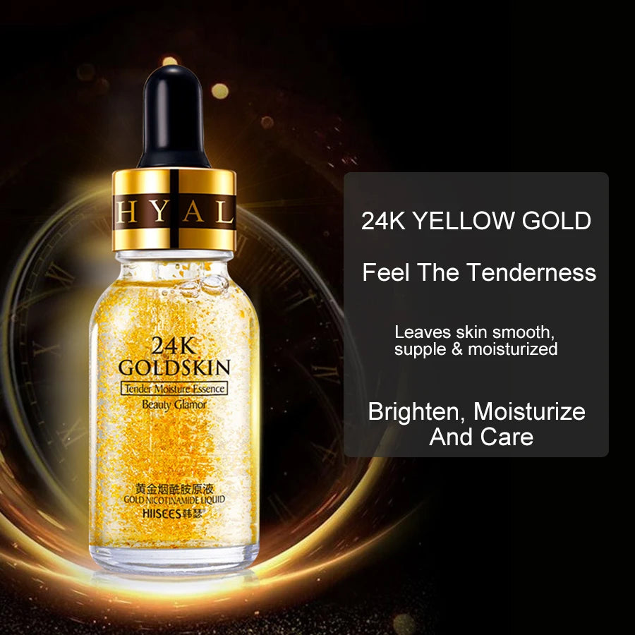 LAIKOU 24k Gold Face Serum Whitening Essence Cream Hyaluronic Acid Serum Moisturizer Day Creams Anti Aging Anti Wrinkle SkinCare