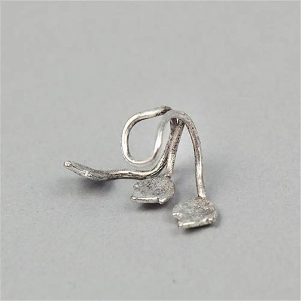 2 Pcs Fashion No Piercing Silver Plated Leaf Clip On Ear Cuff Earring Wrap Punk Ear Clip Earring Fashion Jewelry Accessories