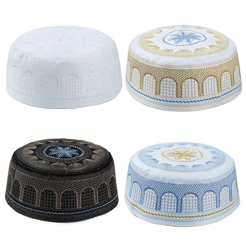 2023 Muslim Hat Cotton Embroidered Arab Men Prayer Hat Muslim Hijab Men Hijab Hat Saudi Arabia Islamic Jewish Indian Hat