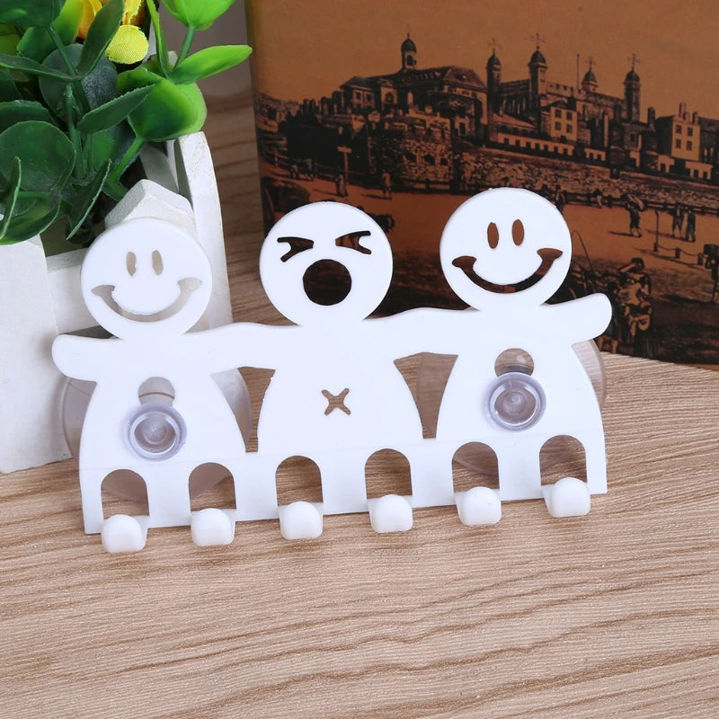 1Pc Toothbrush Holder Wall Mounted Suction Cup 5 Position Cute Cartoon Smile Bathroom Sets