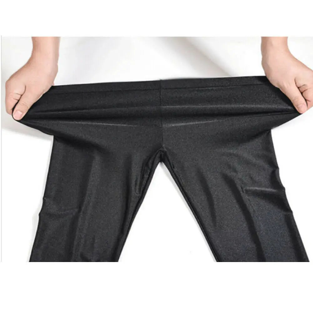 Hot sale solid sexy Shiny Black Thin Elastic Womens High Waist Stretch Skinny Shiny Leggings Slim Fit Pants plus size