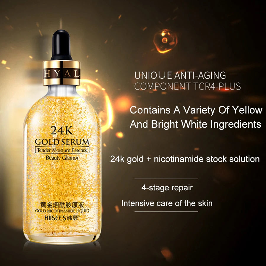 LAIKOU 24k Gold Face Serum Whitening Essence Cream Hyaluronic Acid Serum Moisturizer Day Creams Anti Aging Anti Wrinkle SkinCare