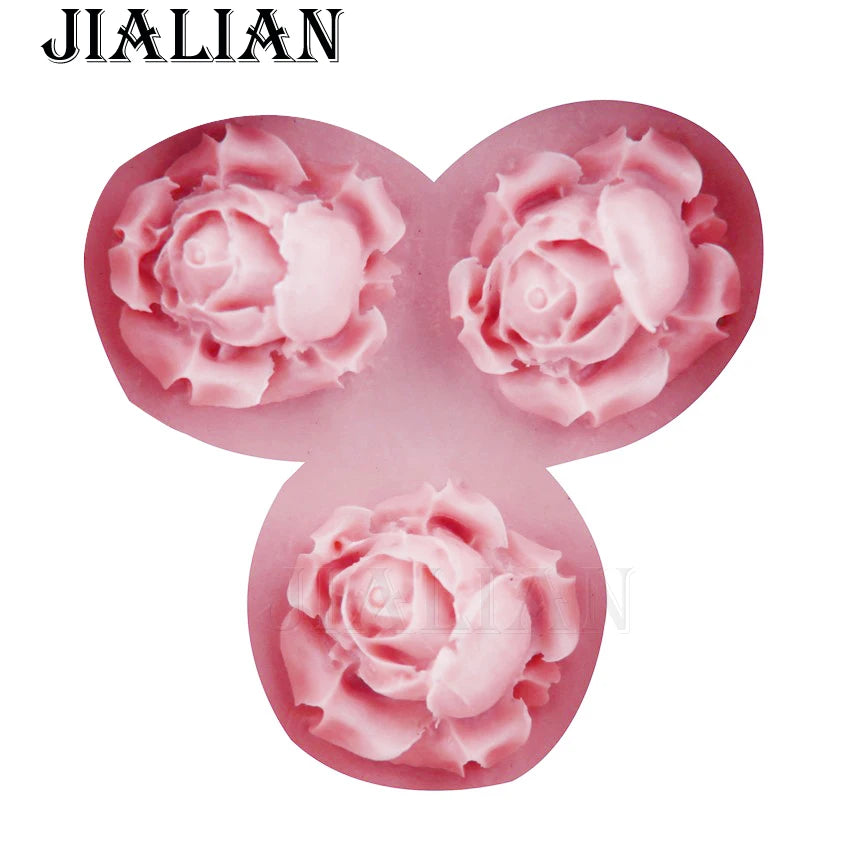 3D roses flower soap mould chocolate wedding cake decorating tools DIY fondant silicone mold T0405