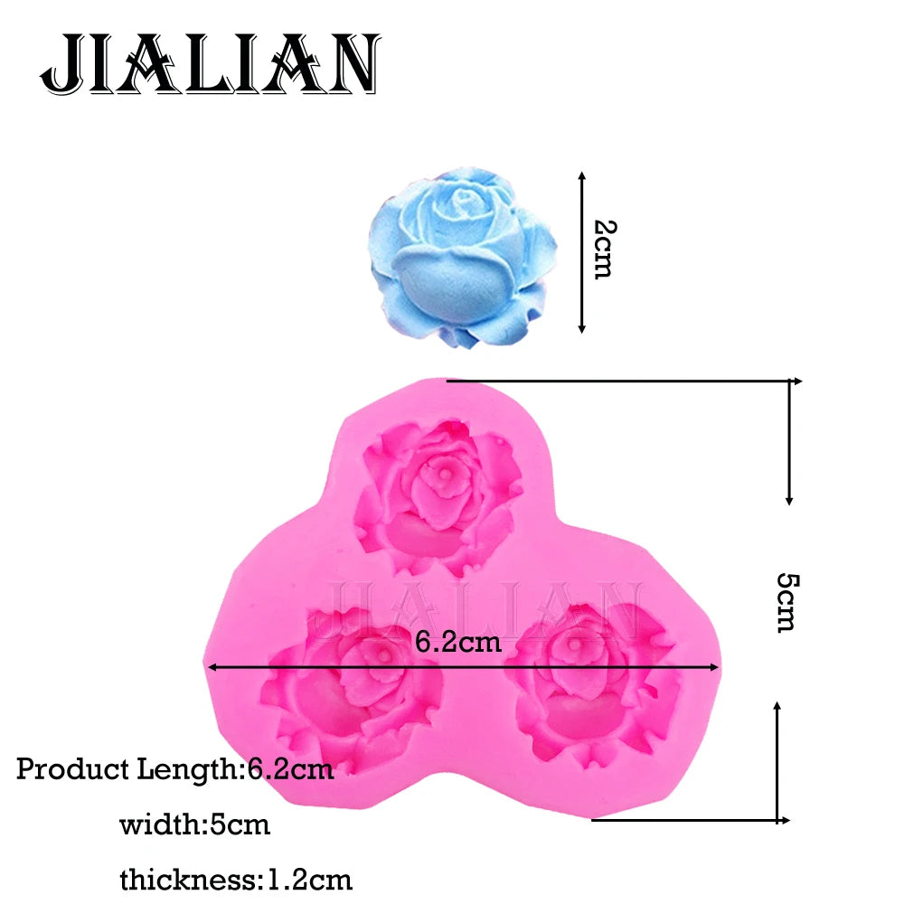 3D roses flower soap mould chocolate wedding cake decorating tools DIY fondant silicone mold T0405