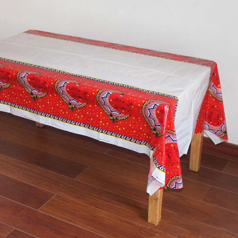 PE Plastic Disposable Party Table Cloth Eid al-Fitr Ramadan Tableware Table Cover Waterproof For Moslem Islamism Decor 108x180cm