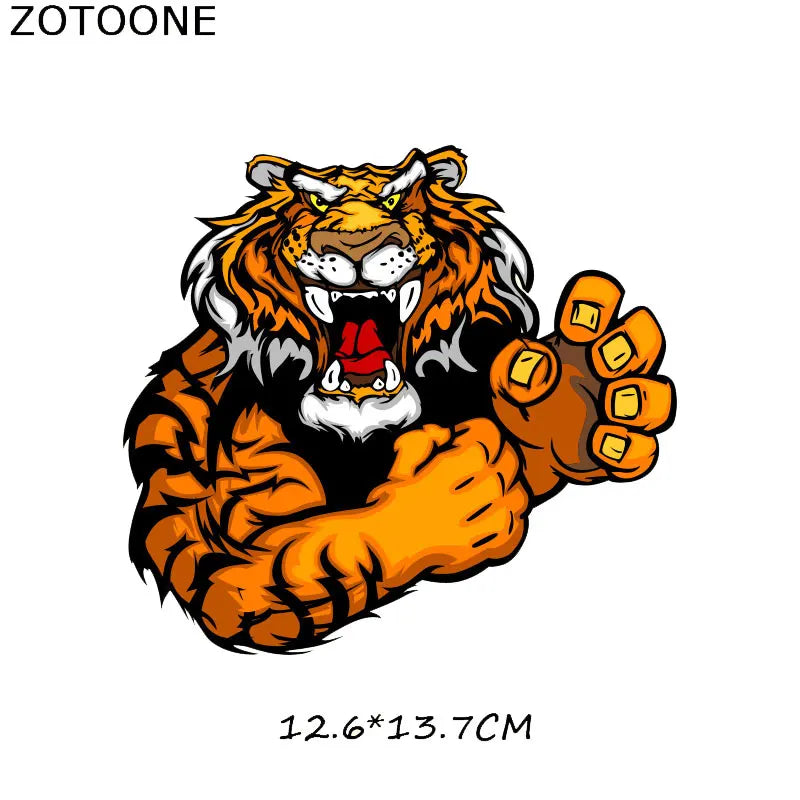 Tiger Boy Clothing Stickers Iron On Patches Diy Heat Transfers Patch For Clothes Boy Girl T-shirt Appliques Decoration