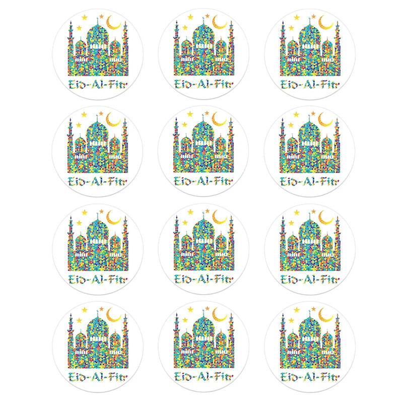 24/48pcs 4.5cm Eid Mubarak Favor Gift Bag Sealing Stickers Ramadan Mubarak Stickers Box Cake Sticker Lable Decoration