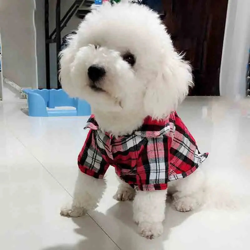 Fashion Pet Shirts Summer Classic Plaid Pet Dog Clothes for Small Dogs French Bulldog Puppy Dog t-Shirt for Dogs Pets Clothing