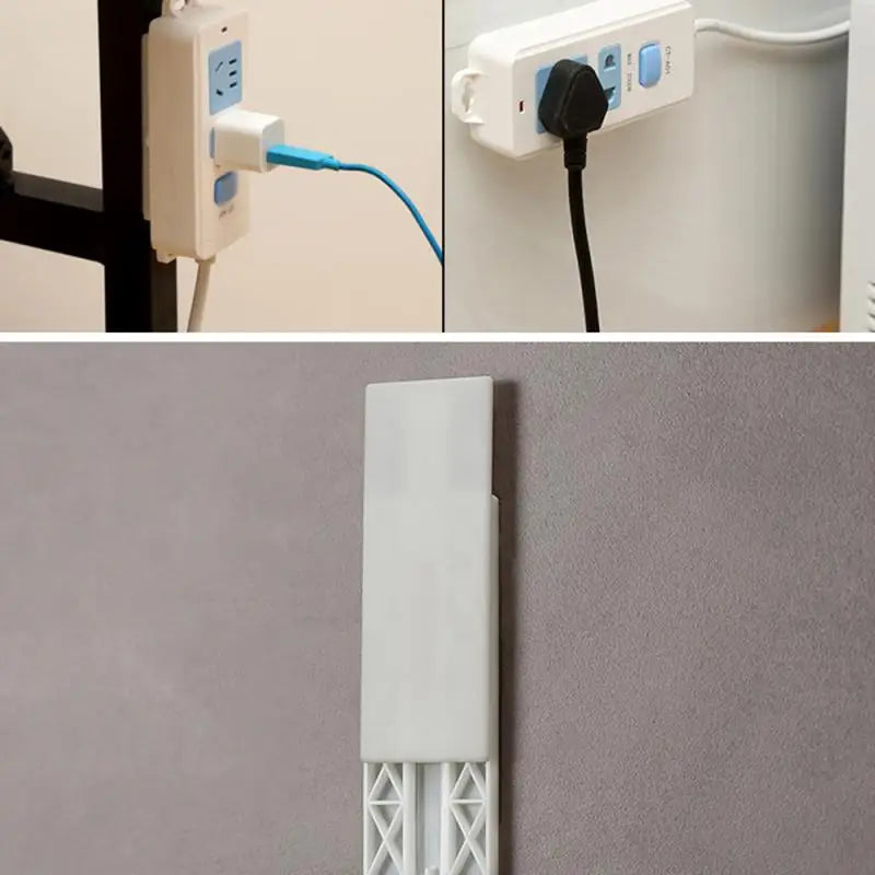 Plug Hook Seamless Punch Free Plug Sticker Holder Wall Fixer Power Strip Holders Storage Sockets Wall Shelf Stand Holder Hanger