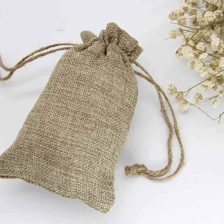 Natural Resuable Jute Linen Travel Bundle Pockets Environmentally Friendly Use Luggage Drawstring Jewelry Christmas Gift Bags