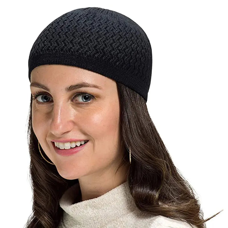 Winter Knitted Muslim Men Prayer Hats Unisex Beanies Cap Warm Islamic Ramadan Jewish Kippah Homme Hat Men's Wrap Head Caps