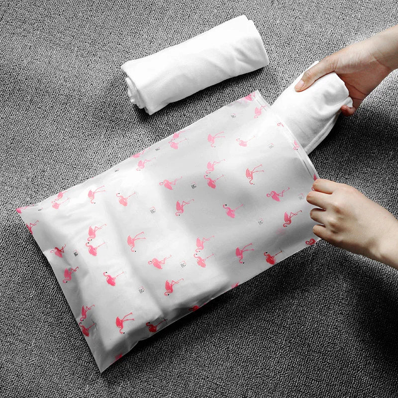 Transparent Flamingo Travel Storage Bag Zipper Lock Waterproof Clothing Closet Underwear Sorting Bag