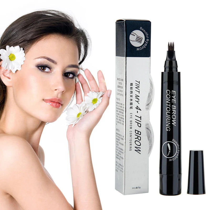 5Colors Long Lasting Brown Liquid Eyebrow Pen Waterproof 4 Fork Tip Eyebrow Tattoo Pencil Women Eye Cosmetic Beauty Makeup TSLM1
