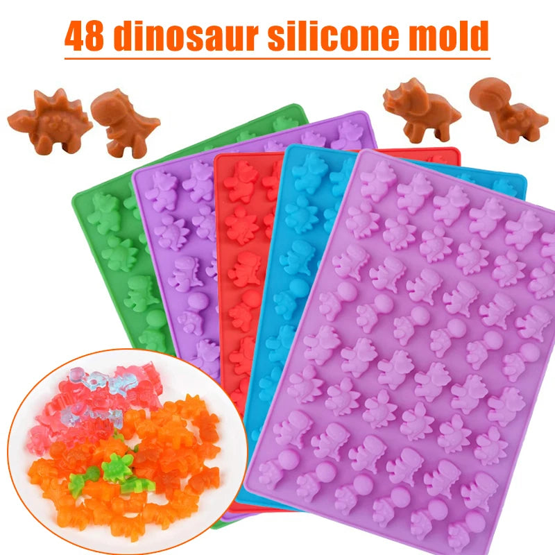 48 Cute Little Dinosaur Silicone Mold Chocolate Ice Tray Soft Candy DIY Kitchen Cake Tool Pastry Molds Party форма для выпечки