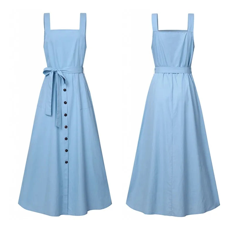 Women's Autumn Overalls Vestidos Fashion Islamic Dress ZANZEA 2023 Casual Solid Tank Marocain Robe Female Button Sundress S-