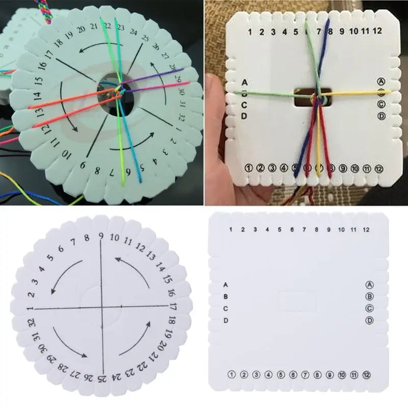 2 Pcs Round Square Kumihimo Beading Cord Disc/Disk Braiding Plate DIY Braided Rope Knot Handmade Craft DIY Jewelry Desgin Board