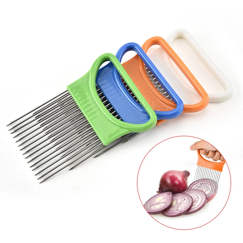 Onion Fork Tomato Onion Vegetables Slicer Cutting Aid Holder Guide Slicing Cutter Safe Kitchen Utensils Good Helper
