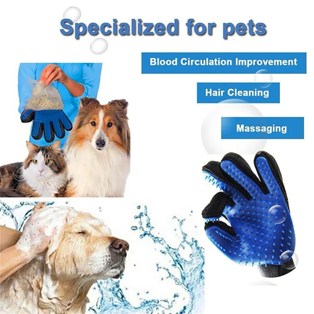 Dog Pet Grooming Glove Silicone Cats Brush Deshedding Hair Gloves Dogs Bath Cleaning Supplies Animal Combs by