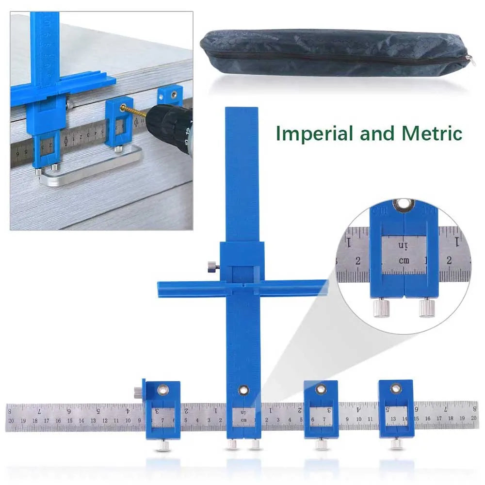 Adjustable Drilling Dowelling Hole Saw Locator Furniture Woodworking Joinery Hand Tool Multi function Drill Punch Locator Kits